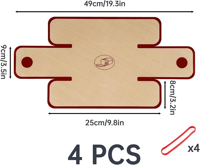 NiHome 4-Pack Silicone Bread Loaf Pan Liners, Reusable and Nonstick Silicone Bread Sling, Fit for 9x5, 9.5x5, and 10x5 Inch Loaf Pans, Dishwasher Safe, Easy to Clean - Brown base, red edges