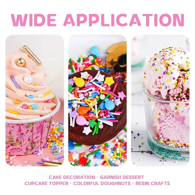 Edible Colorful Sprinkles for Decorating, 10 Pieces 4 Color Flowers Icing Decorations - Pastel Sprinkles for Cookie Decorating, Spring Sprinkles Cupcake Topper, Ice Cream, Candy Chocolate