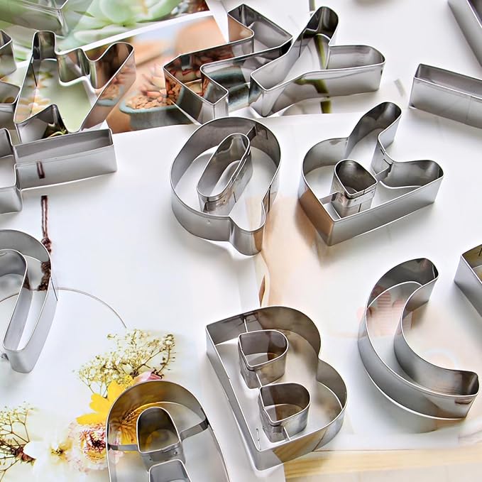 Alphabet Letter Cookie Cutter Set (A - Z)- 26 Pcs Large Stainless Steel Letters Fondant Cutter Set Biscuit Dough Mold Tools for Birthday, Christmas, New Year and Holiday Party Decorations (Gift Box)