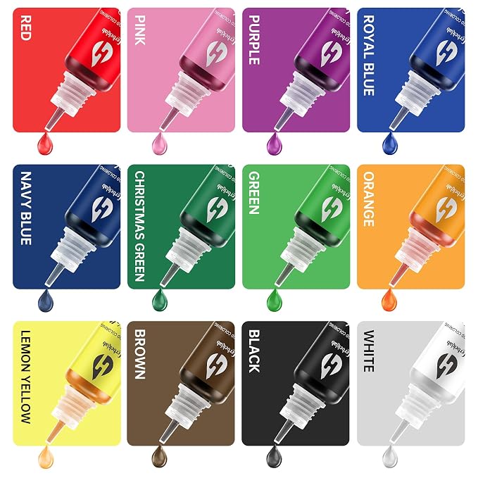 Oil Based Food Coloring for Chocolate 12 Colors x 10 ml Concentrated Oil Food Coloring for Melting Chocolate Candy Melts Cake Pops Strawberries