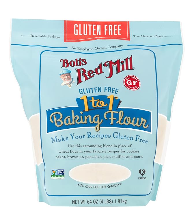 Bob's Red Mill Gluten Free 1 to 1 Baking Flour, 64oz (Pack of 4) - Gluten Free, Non GMO, Vegan, Kosher