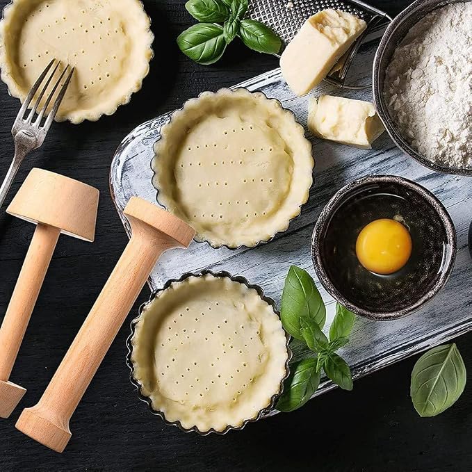 2 Pcs Wooden Tart Tamper Muffin Presser Mold Egg Tart Press Tool Baking Pastry Dough Pusher Double Side Tamper for Kitchen