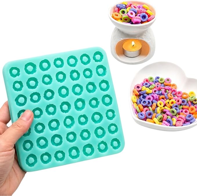 Fruit rings 49 Cavities Mini Cereal Loop Mold for Wax Melts, Soap, Resin, Clay Flexible Silicone (Natucraft)
