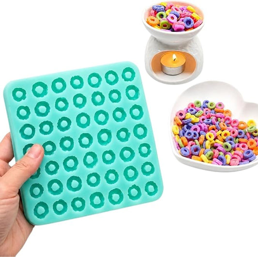 Fruit rings 49 Cavities Mini Cereal Loop Mold for Wax Melts, Soap, Resin, Clay Flexible Silicone (Natucraft)