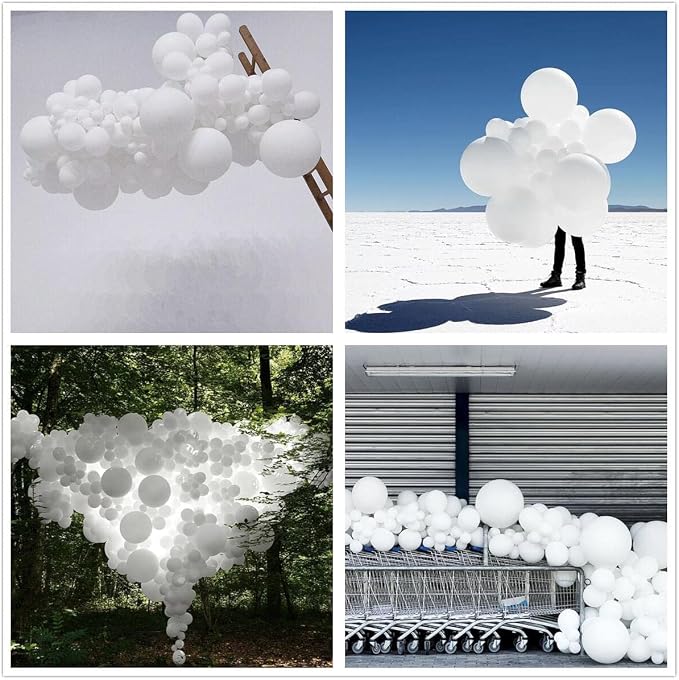 412pcs White Balloons 18 12 10 5 Inch White Balloon Garland Arch Kit Different Sizes Matte Latex Balloons for Baby Shower Birthday Wedding Party Decorations
