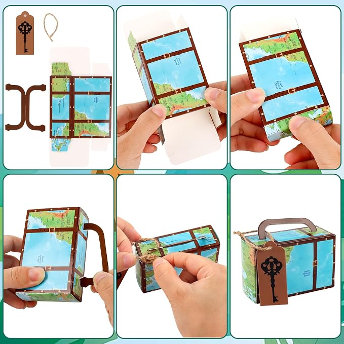 Hooqict 34 Pcs Travel Birthday Cake Topper with Mini Suitcase, Globe, Map, Airplane Cake Decorations for Travel Themed Party Decorations Let The Adventure Begin Around the World Party Supplies