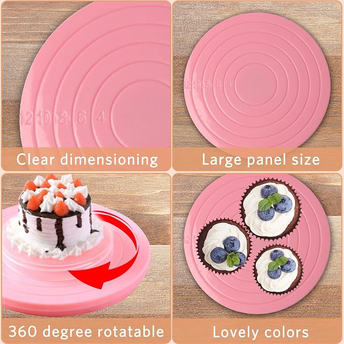 2 Pcs 5.5in Cookie Turntable 360 Degree Revolving Cake Decorating Turntable Spinning Cookie Decorating Turntable Cookie Stand Cookies Dessert Turn Table Cake Stand Turntable Baking Turntable