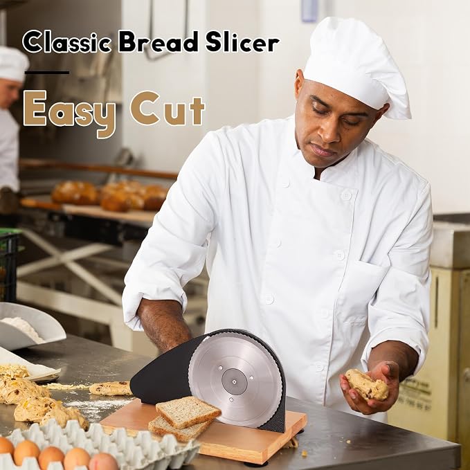 Manual Bread Slicer, Versatile Hand-Crank Bread Slicer for Bakeries, Coffee Shop, Home Kitchen with Suction Cup Can Adjustable Thickness