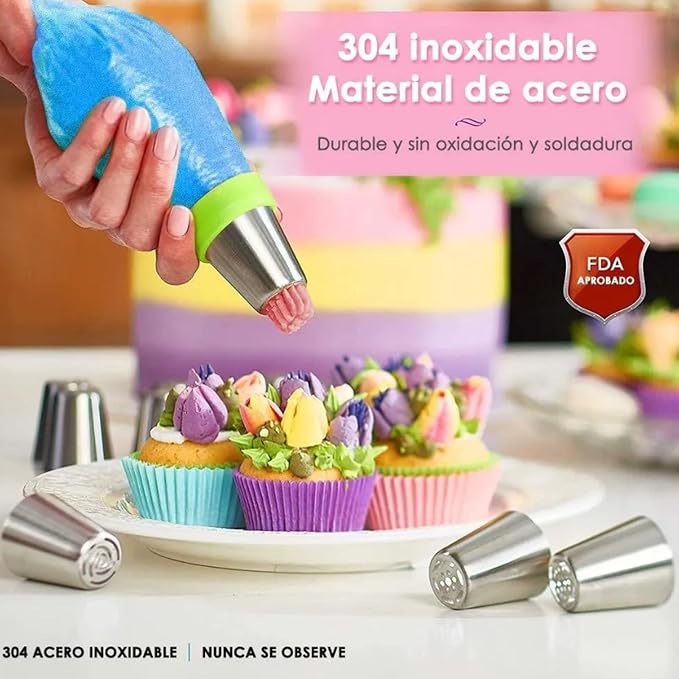 Russian Piping Tips Complete Set Beautiful Flower Frosting Nozzles for Cake Decorating Baking Supplies Stainless Steel for Novice Bakers