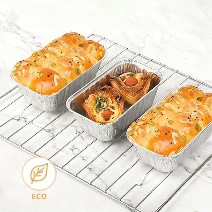 50 Pack Loaf Pans,2Lb Bread Loaf Baking Pans,Disposable Aluminum Loaf Pans,Foil Baking Container Small Foil Bread Tins for Baking Cakes, Easy Release,Non-Stick Meatloaf & Lasagna 8.5"x4.5"x2.5"