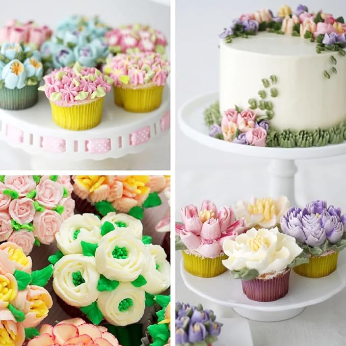 7-Pieces Large Russian Piping Tip, 304 Stainless Steel Korean Style Nozzle, Creative Frosting, Buttercream, and Bean Paste Decorating Tip for Cupcakes, Cookies, and Desserts (L, Style 1)