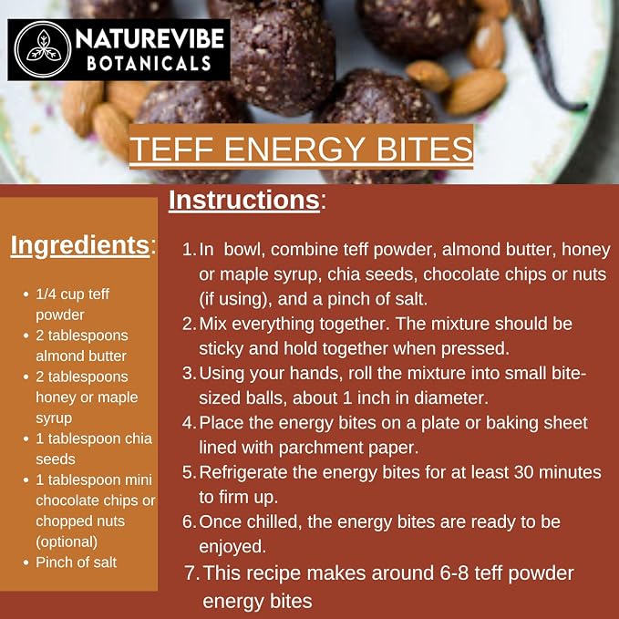 Naturevibe Botanicals Brown Teff Flour 5 lb | 100% Whole Grain & Gluten-Free | Finely Ground High Fiber & Plant Protein | Ideal for Injera, Baking, Pancakes & Healthy Recipes 80 Ounces