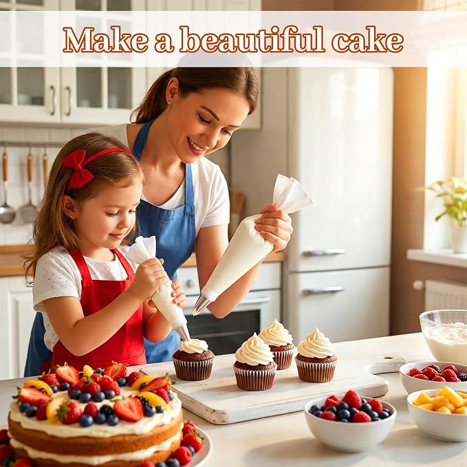 56 Pcs Reusable Piping Bags and Tips Set Frosting Piping Kit for Home | 16"Pastry Bags for Cake Decorating Cupcakes & Cookies with 48 Frosting Tips 2 Leak-Proof Cotton Icing Bags for Baker Beginner