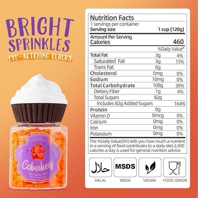 Carrot Sprinkles for Cake Decorating 4.2 oz Edible Easter Spring Sprinkles for Cupcake Topper Cookie Chocolate Ice cream Decorations Baking Bunny Cookies & Garden Theme Party Desserts