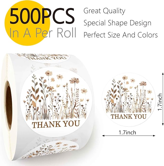 500pcs Handmade Small Business Boutique Packaging Stickers, Gift Bags Freebies Customer Appreciation Stickers，Invitation Envelope Labels