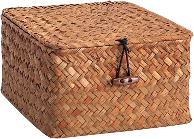 Covered Handcrafted Rattan Storage Basket User Friendly Materials for Neat Organization in Various Rooms User Friendly Organizers