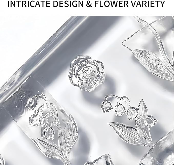 Tulip Flower Nail Art Silicone Mold, 3D Bouquet & Floral Stem Nail Charms Mold, Flexible Reusable Silicone Mold for Acrylic Gel Resin Nail Decoration, DIY Nail Accessories