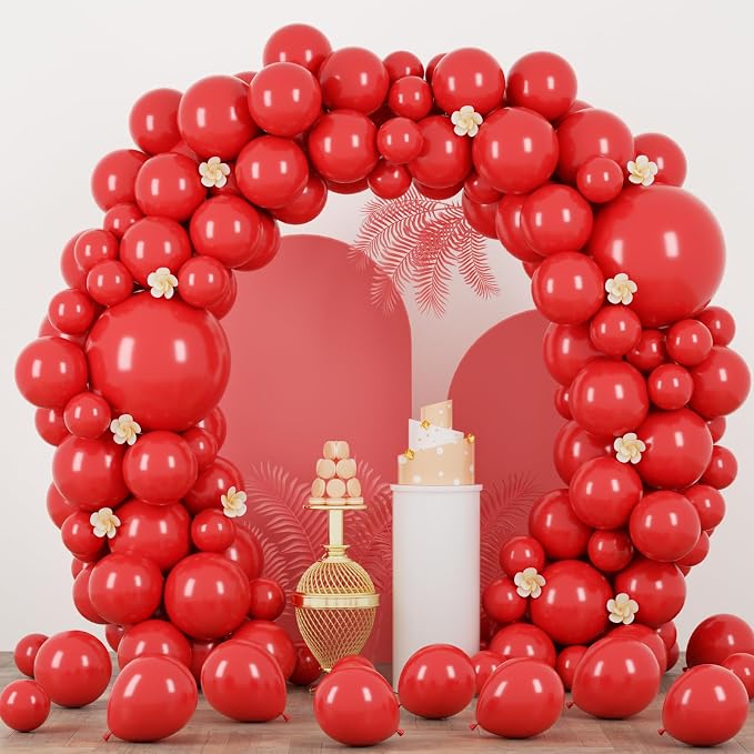Voircoloria 90pack Red Balloons Different Size 18/12/10/5 Inch Red Balloon Garland Arch Kit for Valentine's Day, Graduation, Wedding, Birthday, New Year, Baby Shower, Christmas Party Decorations