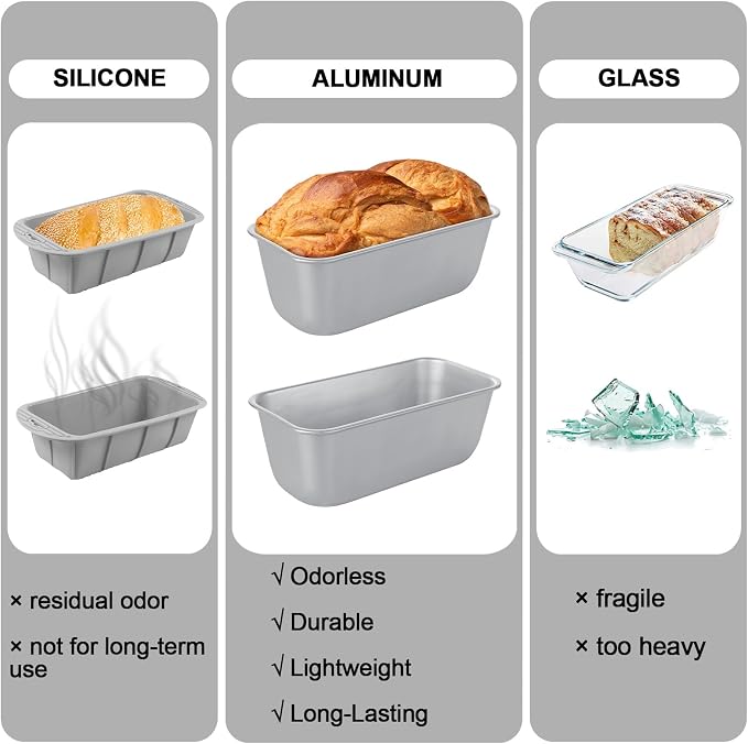 AKOLAFE 6 Pack Aluminum Loaf Pans 8x4 Inch Banana Bread Pan for Homemade Bread Baking Pan for Oven 2.8” Deep Metal Meatloaf Pan Sandwich Bread Loaf Pans for Baking Bread Tins for Baking Meat Loaf Cake