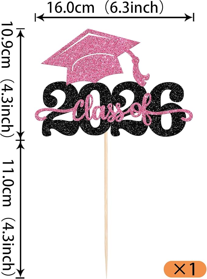1 Pack Class of 2025 Cake Topper Glitter Congrats Grad Cap 2025 Graduation Cake Pick for 2025 Graduation Theme High School Boys Girls Graduate Party Cake Decorations Supplies Black Yellow