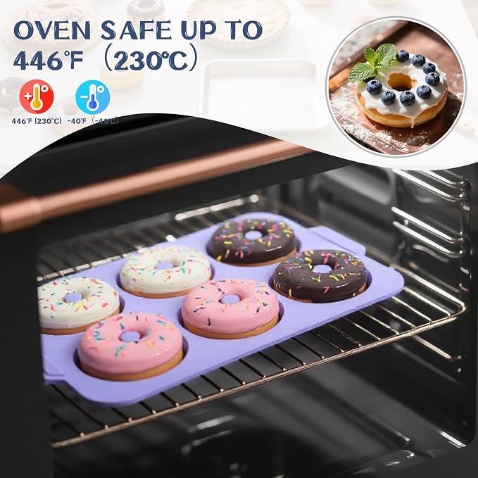 Silicone Donut Pan Baking: 3.5 Inch Doughnut Pans with Metal Frame -Nonstick Silicone Donut Molds for Baking Gluten Free Glazed Vegan Protein Donuts Bagel - for Oven Kitchen - Home Bakers