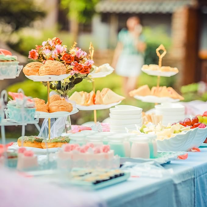 uxcell 6 Set Cake Tray Stand Handle Cupcake Dessert Plate Hardware Fitting Holder Rod Stand Handle for Cake Stand Wedding Party, 3-Tiers Round Silver