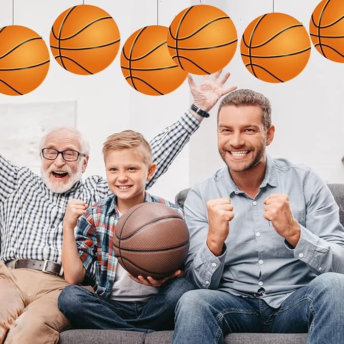 Vuzvuv 60Pcs 6In Paper Basketball Cutouts with 120Pcs Glue Points,Basketball Cut Outs Bulletin Board Decorations for Wall