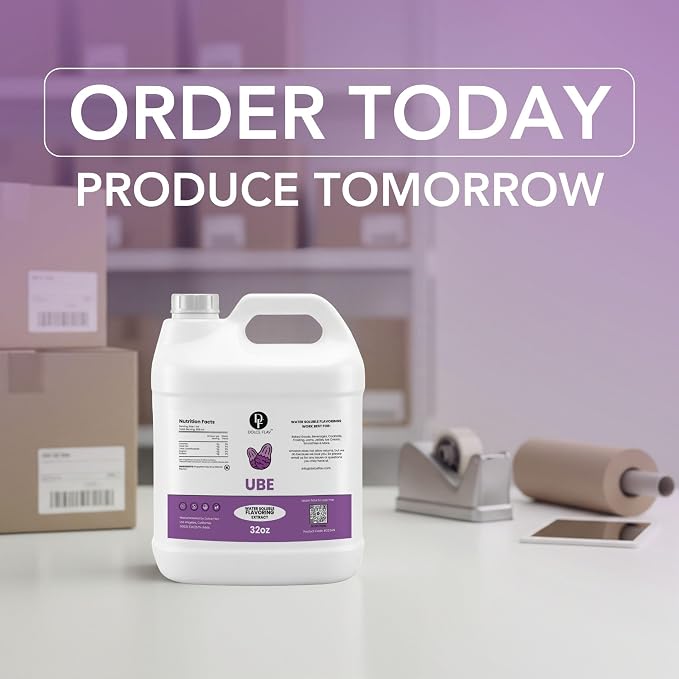 Dolce Flav Clear Ube Flavoring 32 oz – Bulk Purple Yam Extract for Ice Cream Shops, Beverage Manufacturing & Foodservice