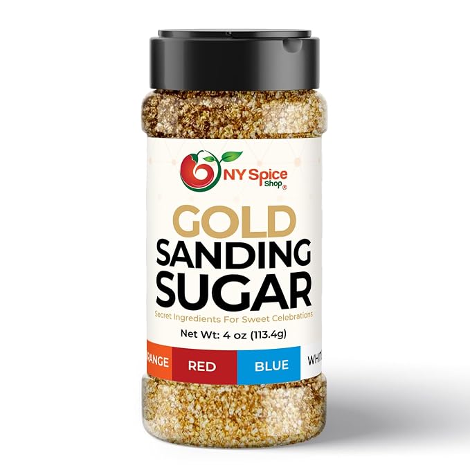 NY Spice Shop Golden Sanding Sugar - 4 Ounce Sweet Colorful Edible Sprinkles For Candy Dish - Sugar Sprinkles For Cake Decorating Cookies Basket & Dishes