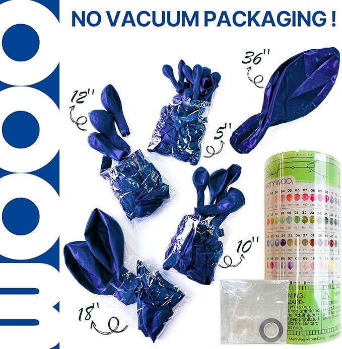 PartyWoo Royal Blue Balloons 127pcs Different Sizes Pack of 36 18 12 10 5 Inch Dark Blue Balloon Arch Kit for Baby Shower Gender Reveal Graduation Under The Sea Birthday Party Decorations Blue-Y59