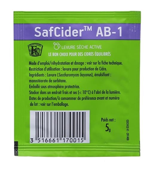 Safcider Cider Yeast, 5g (Fermentis SafCider™ AB-1)