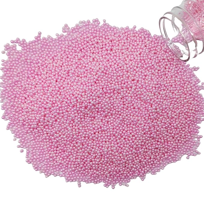 Homankit Pink Nonpareils Sprinkles Edible Cookie Decorations Mini Pearls for Decorating Cake, Baking, Cupcake Toppers, Ice Cream, Donuts 3.88 Ounce