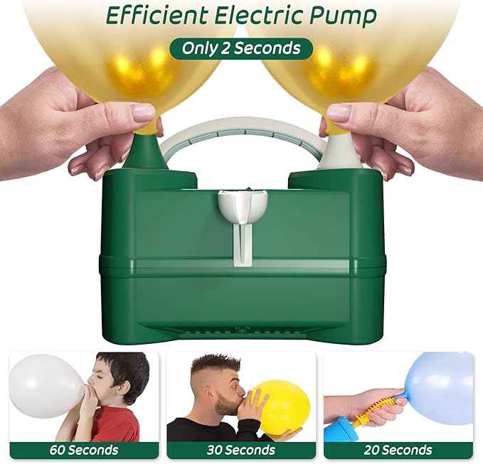 Electric Balloon Pump for Party Decorations – Portable Inflator, Auto Shutoff, Balloon Air Pump Dual Nozzle Rose Red 110V 600W ﻿