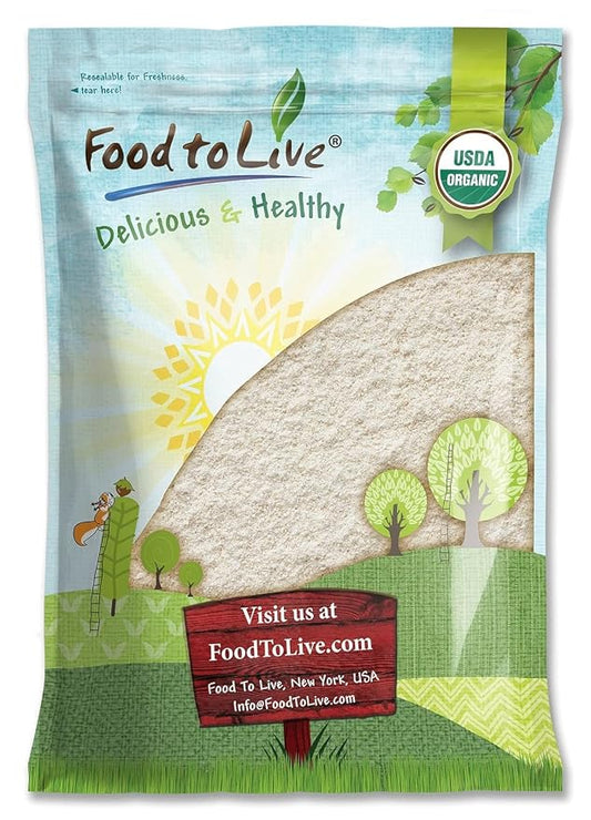 Food to Live - Organic Whole Wheat Pastry Flour, 5 Pounds - Non-GMO, Finely Ground, Unbleached, Unbromated, Vegan, Kosher, All Natural, No Preservatives