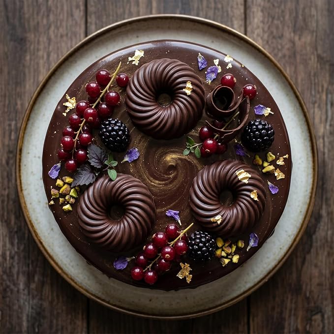 6 Cavity Swirl Donut Silicone Molds Ribbed Bundt Cake Mold For Baking Doughnut Muffin Cupcake Chocolate