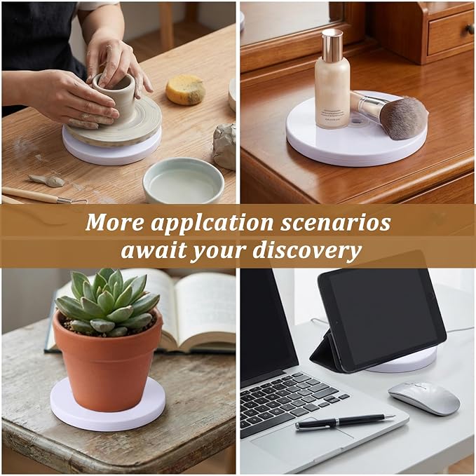 2PCS Lazy Susan Turntable, Small Lazy Susan for Table Top, White Acrylic Rotating Tray with Ball Bearing Turntable Organizer for Cabinet, Spice Rack, Cake Spinner Stand, Kitchen Pantry(360˚ Rotation)