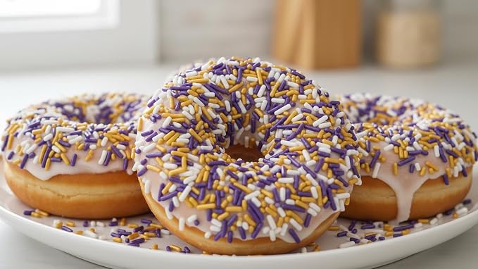 NCS Minnesota Game Day Purple, Gold & White Jimmies Edible Sprinkles – Cupcake, Cake & Cookie Decorations, 7 oz