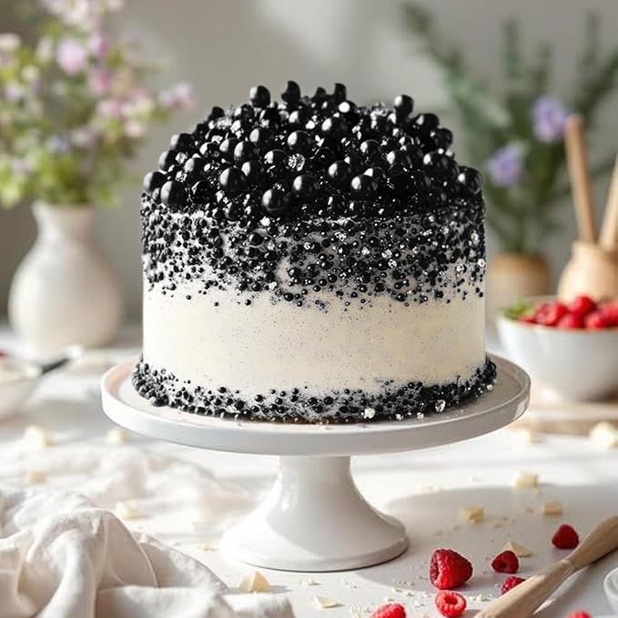 Bayep Edible Pearls for Cake Decorating 10mm Black Sprinkles for Cookies, Baking, Ice Cream, Cupcake Topper Pearl Sprinkles Perfect for Wedding Party Valentines Christmas Holiday Supplies 3.52 Ounce