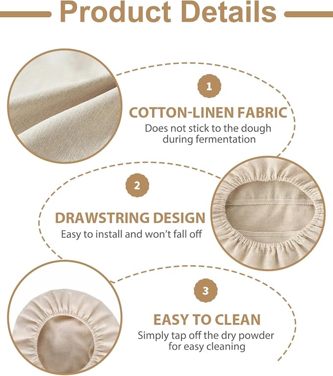 6 Pack Banneton Basket Liner Covers 10 Inch Round Bread Proofing Liners, Reusable Cotton Fabric Cloths for Dough Rising Baking, Home Kitchen Sourdough Proofing Basket Accessories