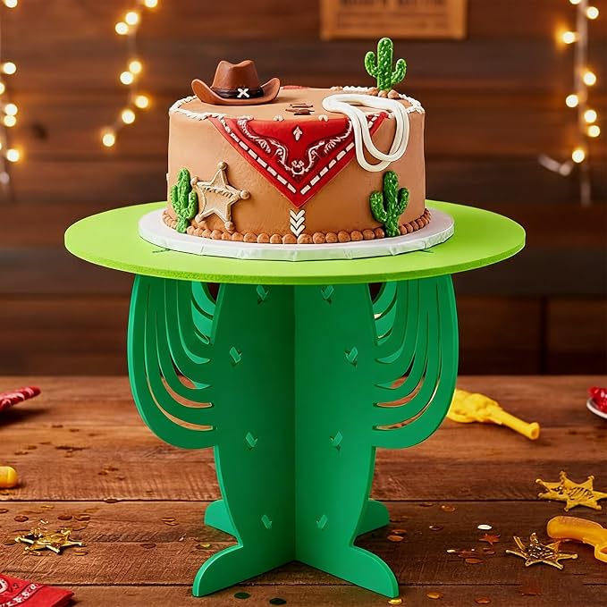 Lallisa 12" Cactus Cake Stand Mexican Cupcake Stand Holder Fiesta Party Western Cowboy Theme Cake Holder Decorations Cinco De Mayo Prop Hawaiian Party Favor Supplies