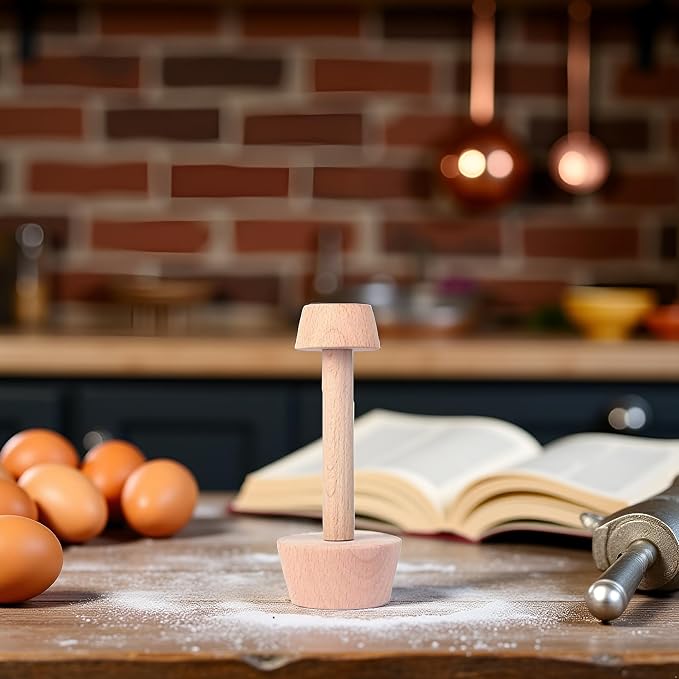 Tart Tamper Pastry Tamper Double Side Wooden Egg Tart Tamper Mold DIY Cake Pusher, Portable Wooden Double-Sided Pie Dough Tool for Kitchen Party Baking Tools, Pie, Tart and Quiche Pans(14.8 cm）