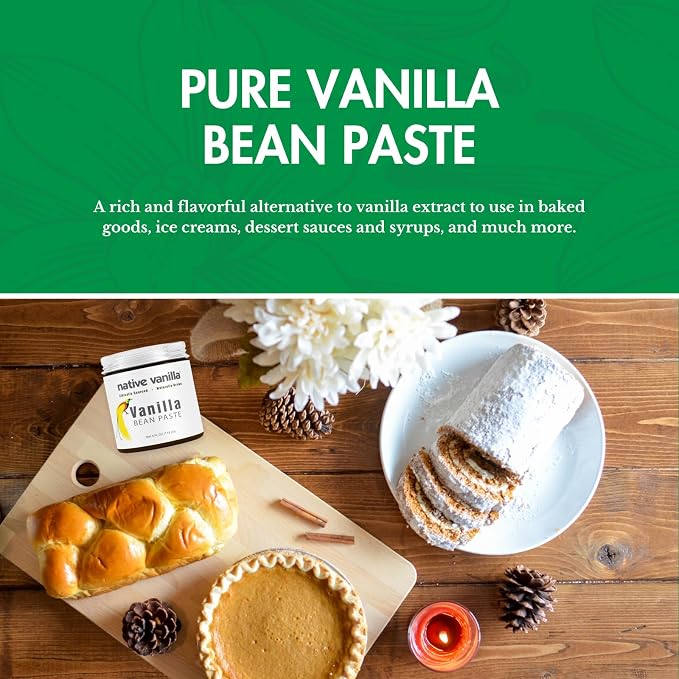 Vanilla Bean Paste - Native Vanilla - All Natural Pure Vanilla Bean Paste - Made with Organic Agave Syrup - For Cooking, Baking & Desserts - 100% Vegan & Kosher - Non-GMO & Gluten-Free - 4 oz