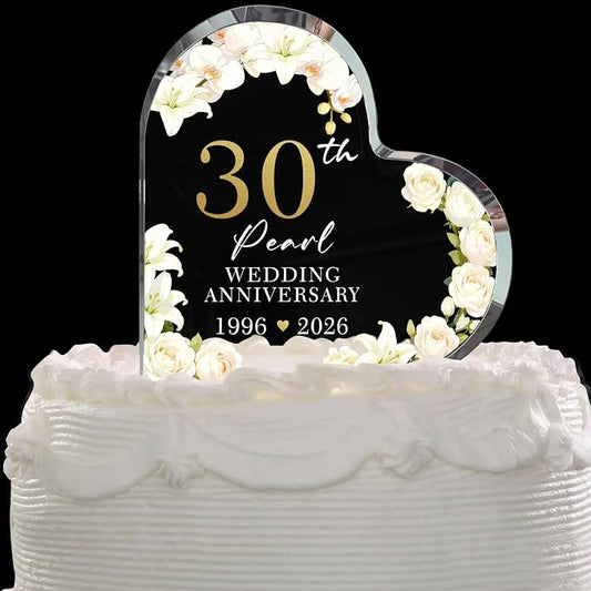 30th Wedding Anniversary Acrylic Cake Topper,30th Anniversary Decorations & Keepsake Gift for Couples(30th Anniversary)