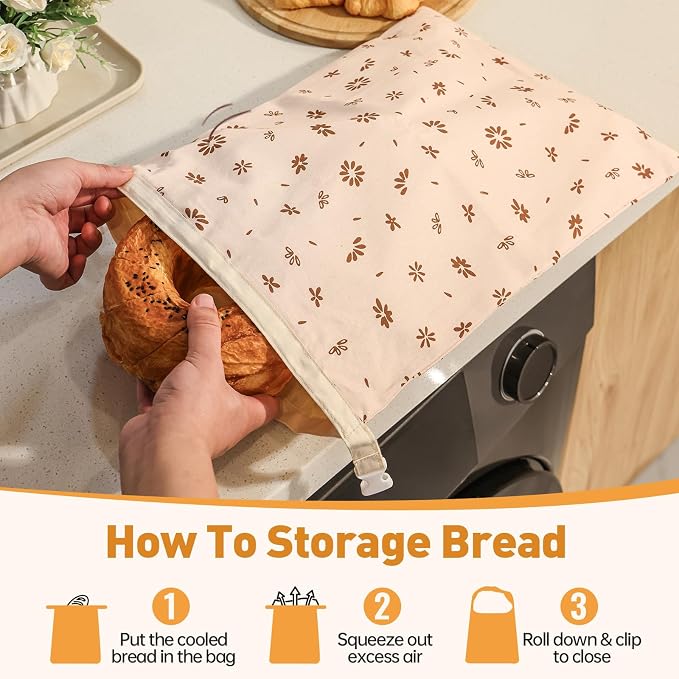 Tirphy 3 Pack Reusable Bread Bags and Bowl Cover Set, Beeswax Bread Bags for Sourdough, Homemade Bread Storage to Keep Loaf Fresh