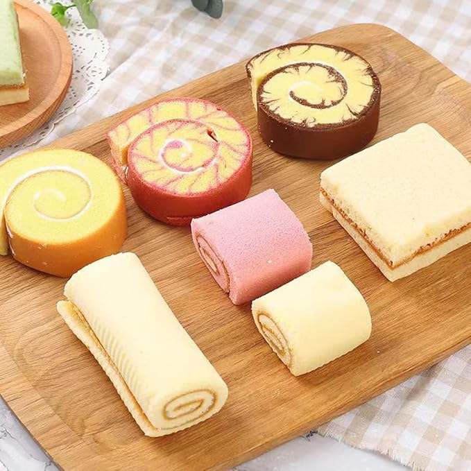 Silicone Swiss Roll Cake Mat - 2Pcs Silicone Baking Mat, Jelly Roll Pan, Non-Stick Silicone Mat with Lip, Easy to Clean Silicone Pastry Mat, Great for Swiss Roll, Pastry, Jelly, Cookies (Brown)