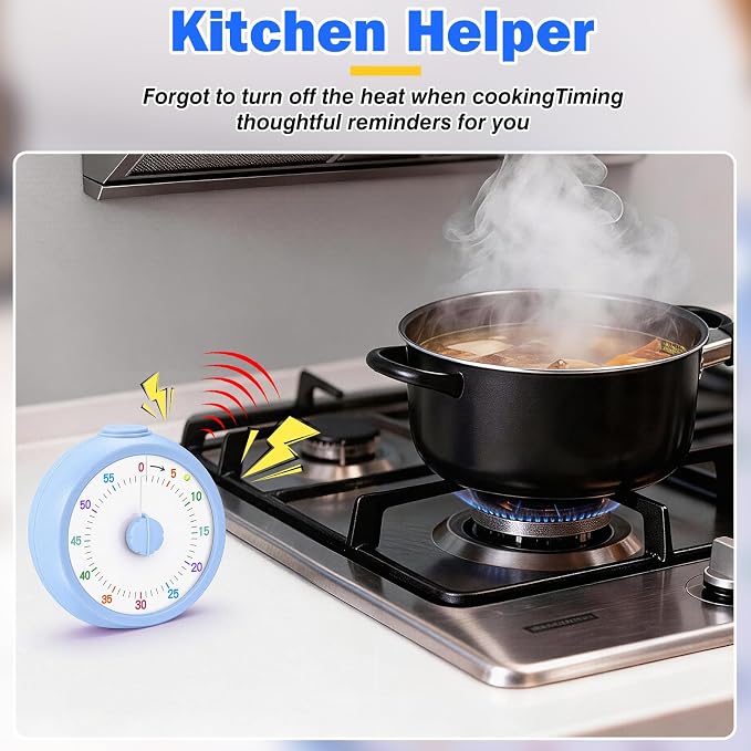 Mwellewm Visual Timer for Kids, 60 Minute Time Digital Pomodoro Timer Countdown with Silent Pause Function for Classroom Kitchen Study Cooking Meetings ADHD Rainbow Pattern(Circle Blue)