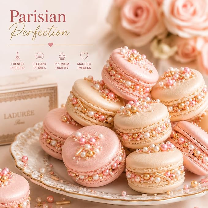 Confect Pink, White & Gold Pearl Cake Sprinkles Mix – Decorative Edible Baking Confetti for Cakes, Cupcakes & Desserts | Vegan, Gluten-Free, Nut-Free, Soy-Free, Dairy-Free, Palm Oil-Free- 4.2 Oz