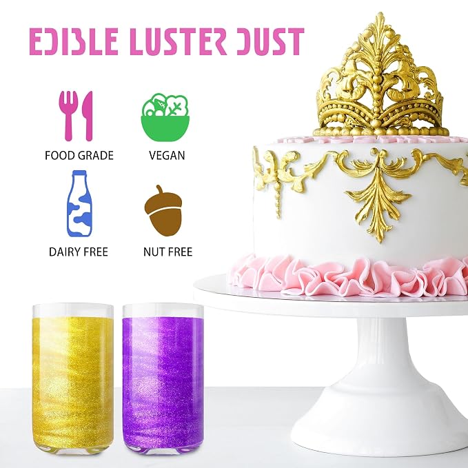 Edible Glitter Spray - 20g Luster Dust Edible Food Grade Glitter for Cake Decorating, Cocktails, Drinks - Shimmer Dust Powder Metallic Food Coloring Powder for Cookie, Candy, Icing (Purple)