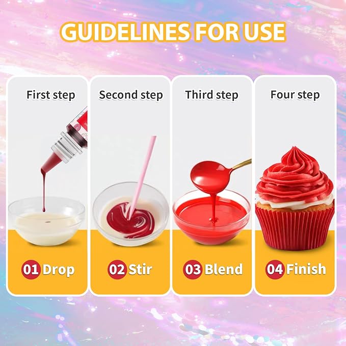 Food Coloring Gel Set, 8 Colors Concentrated Gel Based Edible Dye for Cake Cookie Macarons Cupcake Decorating Gluten Free Flavorless Baking Coloring - 6g/Bottles
