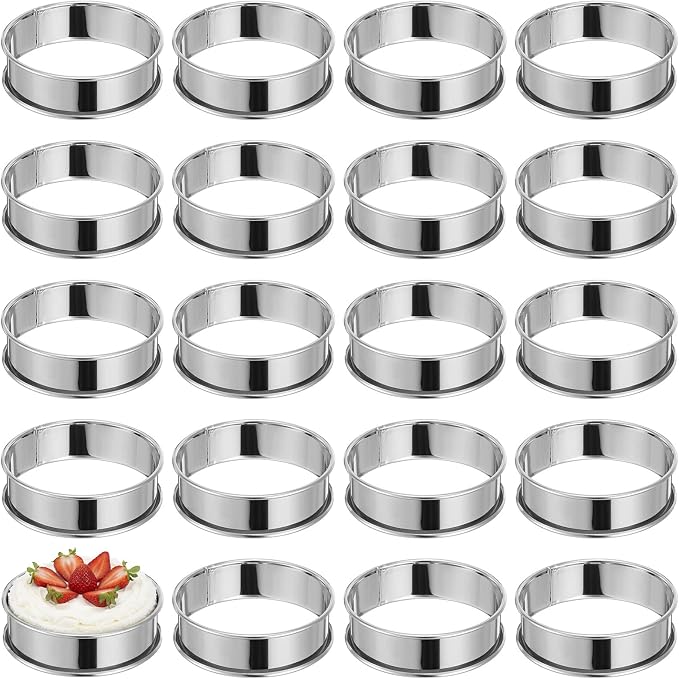 20 PCS Crumpet Rings English Muffin Rings Stainless Steel Round Cookie Cutter Double Rolled Muffin Tart Ring Mold Nonstick Cooking Pastry Molds for Home Baking